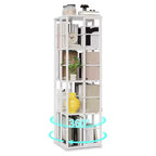 Libreria Girevole a 4 Livelli, 360° con Struttura in Metallo (15,75x54)