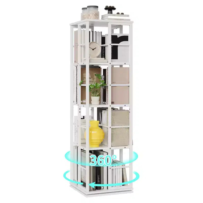 Libreria Girevole a 4 Livelli, 360° con Struttura in Metallo (15,75x54)