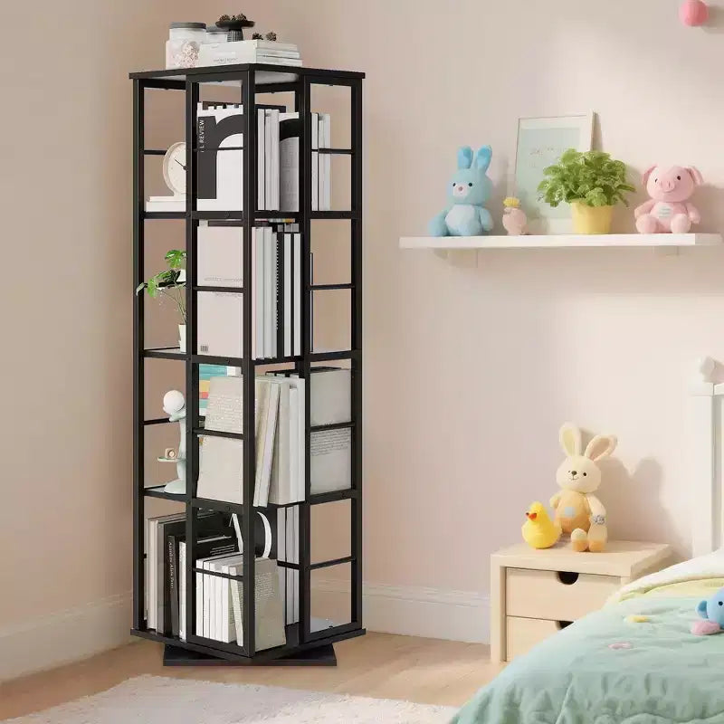 Libreria Girevole a 4 Livelli, 360° con Struttura in Metallo (15,75x54)