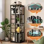 Libreria Girevole a 4 Livelli, 360° con Struttura in Metallo (15,75x54)
