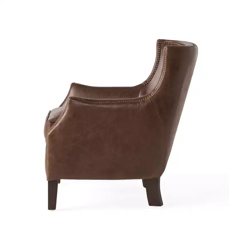 Christopher Knight Home Njord, poltrona club contemporanea rivestita in pelle pieno fiore con borchie