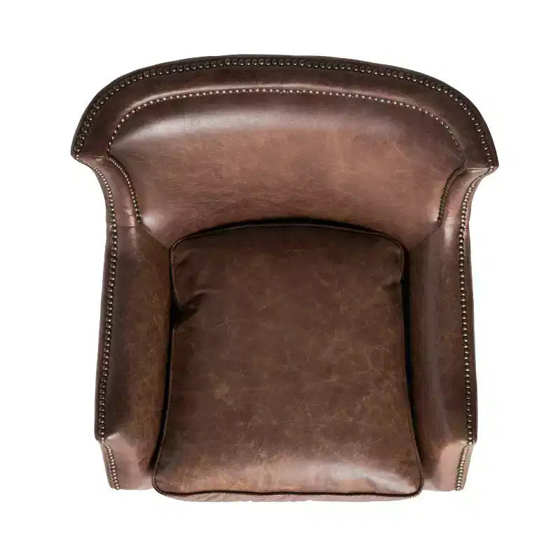 Christopher Knight Home Njord, poltrona club contemporanea rivestita in pelle pieno fiore con borchie