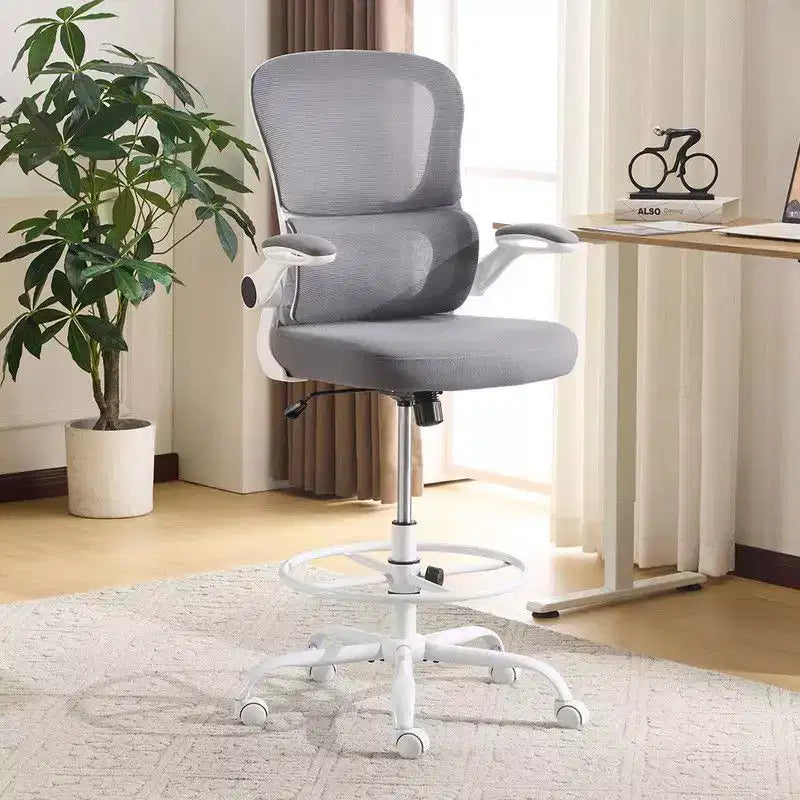 Karl Home | Sedia da ufficio alta in rete traspirante, sedia da disegno con anello poggiapiedi regolabile