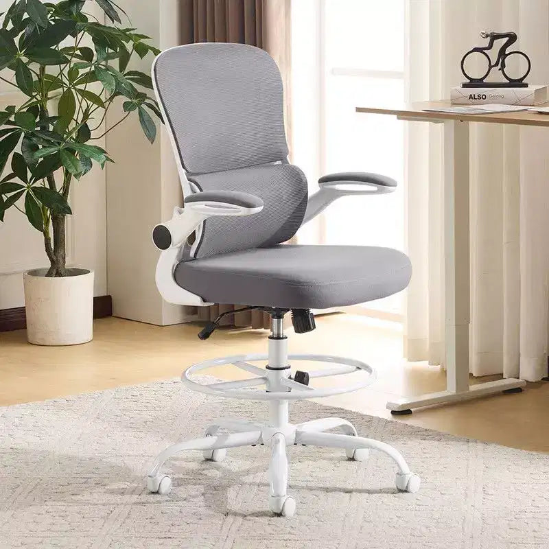 Karl Home | Sedia da ufficio alta in rete traspirante, sedia da disegno con anello poggiapiedi regolabile