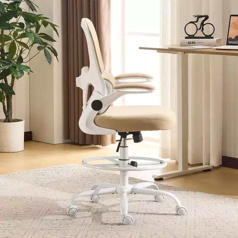 Karl Home | Sedia da ufficio alta in rete traspirante, sedia da disegno con anello poggiapiedi regolabile