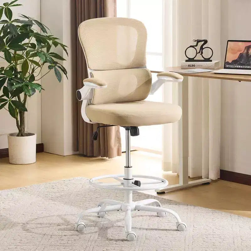 Karl Home | Sedia da ufficio alta in rete traspirante, sedia da disegno con anello poggiapiedi regolabile