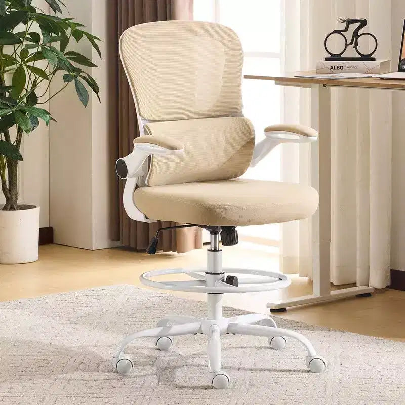 Karl Home | Sedia da ufficio alta in rete traspirante, sedia da disegno con anello poggiapiedi regolabile