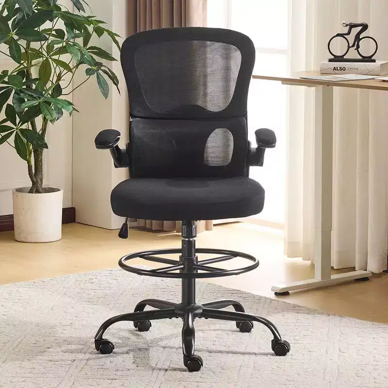 Karl Home | Sedia da ufficio alta in rete traspirante, sedia da disegno con anello poggiapiedi regolabile