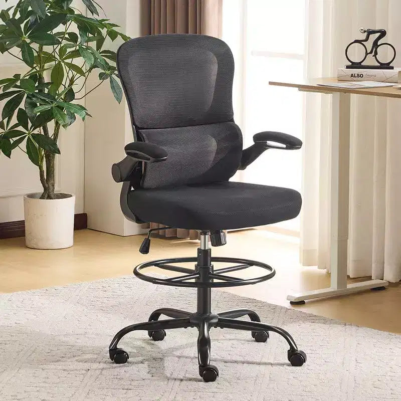 Karl Home | Sedia da ufficio alta in rete traspirante, sedia da disegno con anello poggiapiedi regolabile