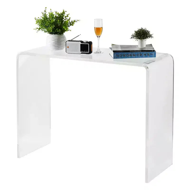 TROPOW Tavolino Console Moderno in Acrilico, Tavolino Laterale Stretto Trasparente, Mobile Accento Compatto per Soggiorno, 97x38x74,5 cm, Trasparente