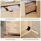 Comò a 3 cassetti scanalati, Comò moderno e ampio, Design a profilo curvo, Mobile TV con cassetti, Organizzatore per cassetti in legno per soggiorno, corridoio