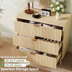 Comò a 3 cassetti scanalati, Comò moderno e ampio, Design a profilo curvo, Mobile TV con cassetti, Organizzatore per cassetti in legno per soggiorno, corridoio