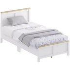 HOMCOM Bed Frame with Headboard and Footboard, Platform Bed Frame with Wooden Slats, No Box Spring Needed, Easy Assembly, White