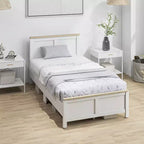 HOMCOM Struttura Letto con Testiera e Pediera, Rete a Doghe in Legno, Nessuna Rete a Molle Necessaria, Facile da Montare, Bianco