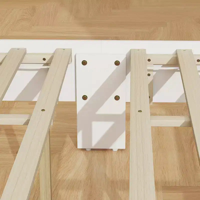HOMCOM Struttura Letto con Testiera e Pediera, Rete a Doghe in Legno, Nessuna Rete a Molle Necessaria, Facile da Montare, Bianco