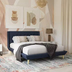 GDFStudio Harriman Modern Wood and Linen Tufted Upholstered Bed