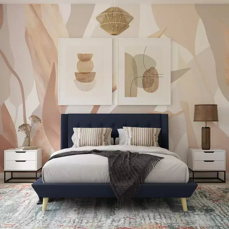 GDFStudio Harriman Letto Imbottito Moderno in Legno e Lino Trapuntato