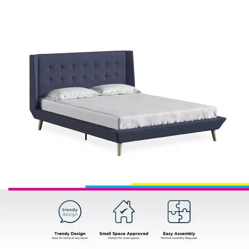 GDFStudio Harriman Letto Imbottito Moderno in Legno e Lino Trapuntato