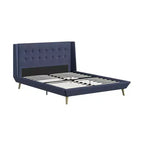 GDFStudio Harriman Letto Imbottito Moderno in Legno e Lino Trapuntato