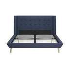 GDFStudio Harriman Letto Imbottito Moderno in Legno e Lino Trapuntato