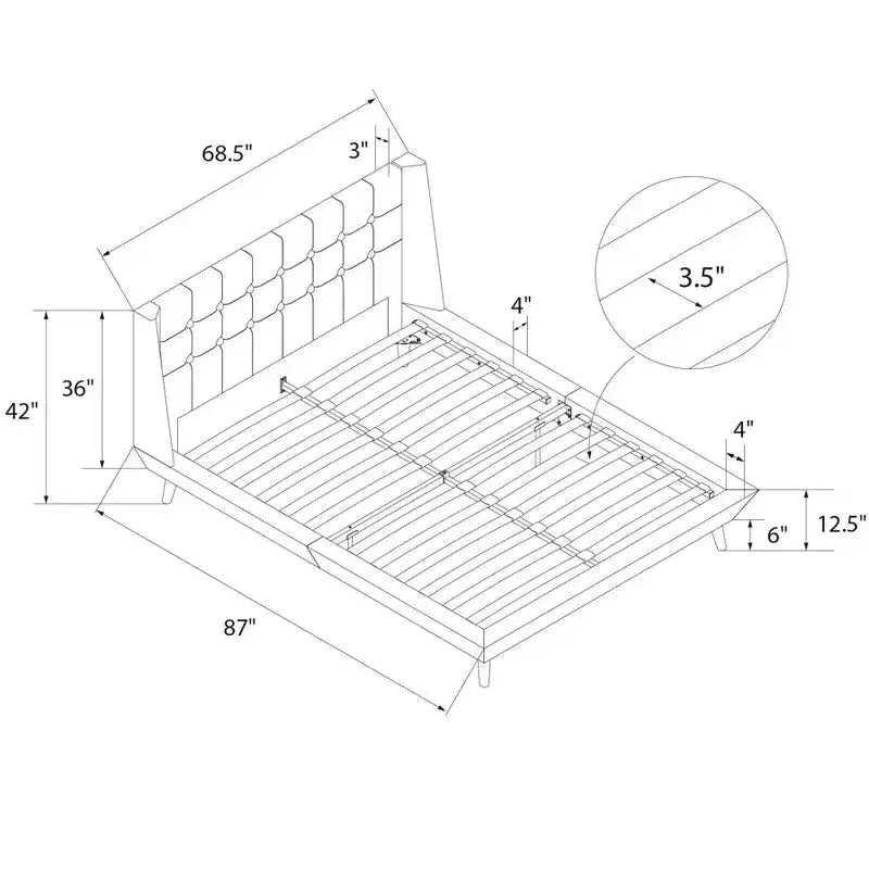 GDFStudio Harriman Letto Imbottito Moderno in Legno e Lino Trapuntato