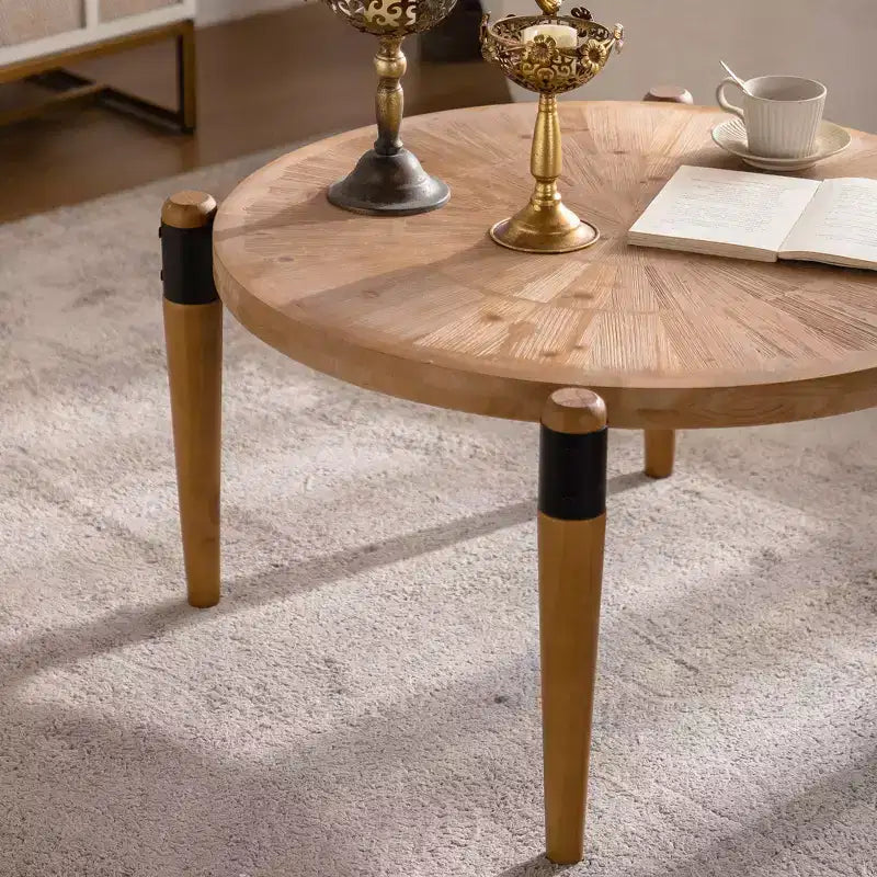Tavolino rotondo rustico in legno Drex di GDFStudio