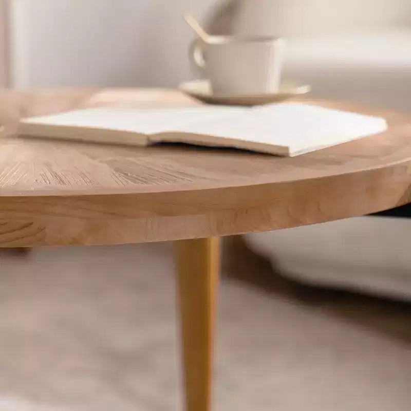Tavolino rotondo rustico in legno Drex di GDFStudio