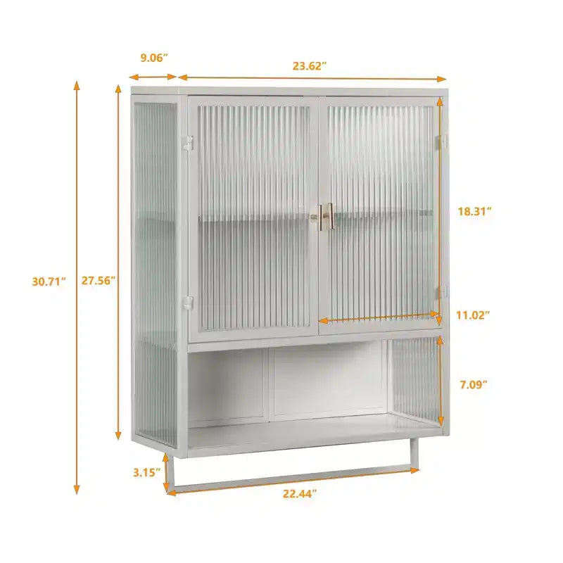 TROPOW Armadietto a muro con doppia anta in vetro, Armadietto contenitore con ripiani rimovibili, Versatile credenza per cucina, lavanderia, ufficio, stile bianco 3