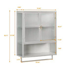 TROPOW Armadietto a muro con doppia anta in vetro, Armadietto contenitore con ripiani rimovibili, Versatile credenza per cucina, lavanderia, ufficio, stile bianco 3