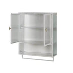 TROPOW Armadietto a muro con doppia anta in vetro, Armadietto contenitore con ripiani rimovibili, Versatile credenza per cucina, lavanderia, ufficio, stile bianco 3