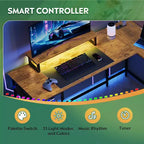 GALAXHERO Scrivania Gaming a L da 55 pollici, Scrivania ad Angolo per Computer con Spazio di Archiviazione, Prese di Corrente e Luci LED, Scrivania da Ufficio/Gaming per Camera da Letto