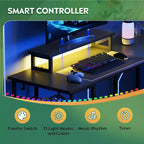 GALAXHERO Scrivania Gaming a L da 55 pollici, Scrivania ad Angolo per Computer con Spazio di Archiviazione, Prese di Corrente e Luci LED, Scrivania da Ufficio/Gaming per Camera da Letto