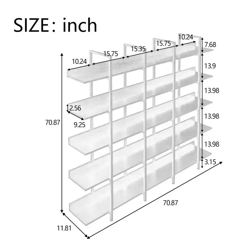 GustoWave Libreria a 5 livelli con struttura in metallo, scaffale aperto vintage, 180 cm, con 70,87 ripiani