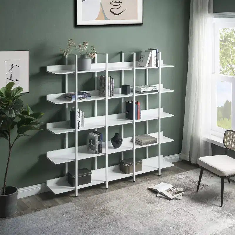 GustoWave Libreria a 5 livelli con struttura in metallo, scaffale aperto vintage, 180 cm, con 70,87 ripiani
