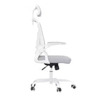 MAYEERTY Sedia da Ufficio Ergonomica - Con Poggiatesta, Braccioli Ribaltabili e Supporto Lombare Regolabile (Grigio)
