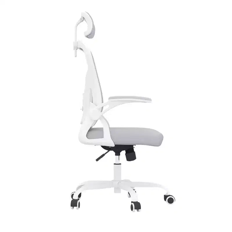 MAYEERTY Sedia da Ufficio Ergonomica - Con Poggiatesta, Braccioli Ribaltabili e Supporto Lombare Regolabile (Grigio)