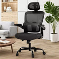 MAYEERTY High Back Ergonomic Home Office Chair - With Flip-Up Armrests & Adjustable Lumbar Support