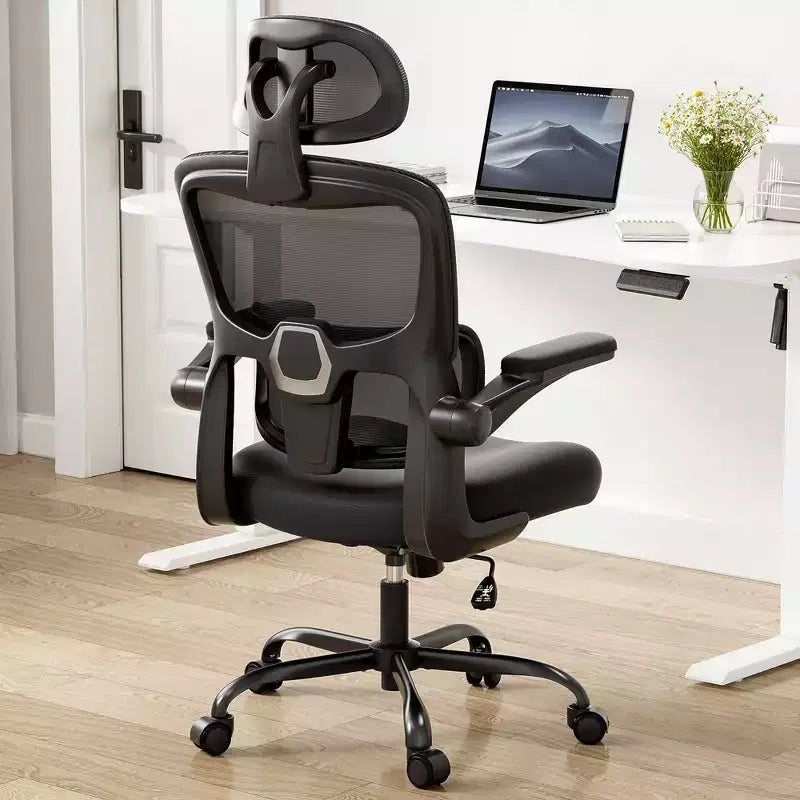 Sedia da Ufficio Ergonomica a Schienale Alto MAYEERTY - Con Braccioli Ribaltabili e Supporto Lombare Regolabile