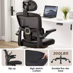 Sedia da Ufficio Ergonomica a Schienale Alto MAYEERTY - Con Braccioli Ribaltabili e Supporto Lombare Regolabile