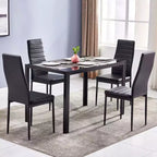 Tavolo da pranzo rettangolare a 4 posti in vetro temperato e tubi di ferro neri (sedie escluse)