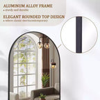 Specchio a figura intera 57x22, specchio da parete appeso o a terra, a forma di arco, con supporto per camera da letto, spogliatoio, colore nero