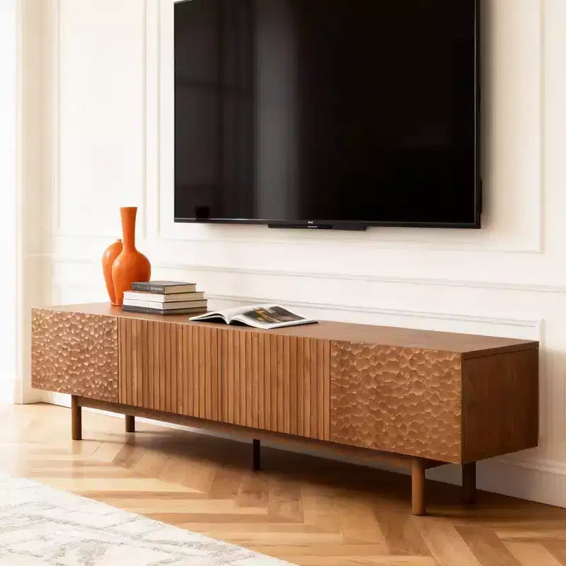 Gaoyangjiaju 86.6 Inch TV Stand for 90 Inch TV Density Board with Solid Wood Legs