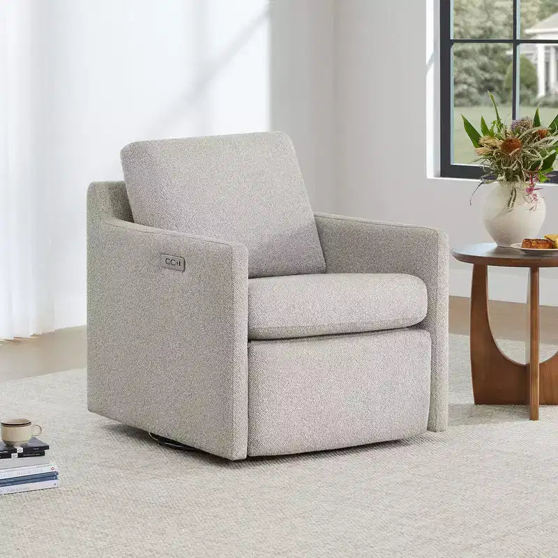 Poltrona reclinabile a parete Spruce & Spring Power Swivel con poggiapiedi elettrico