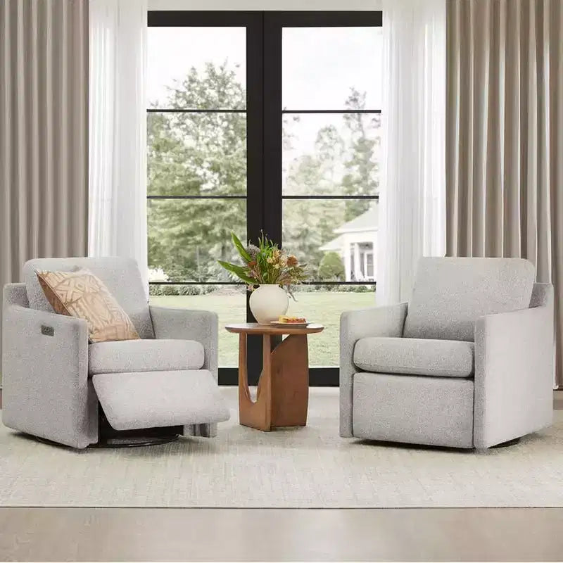 Poltrona reclinabile a parete Spruce & Spring Power Swivel con poggiapiedi elettrico