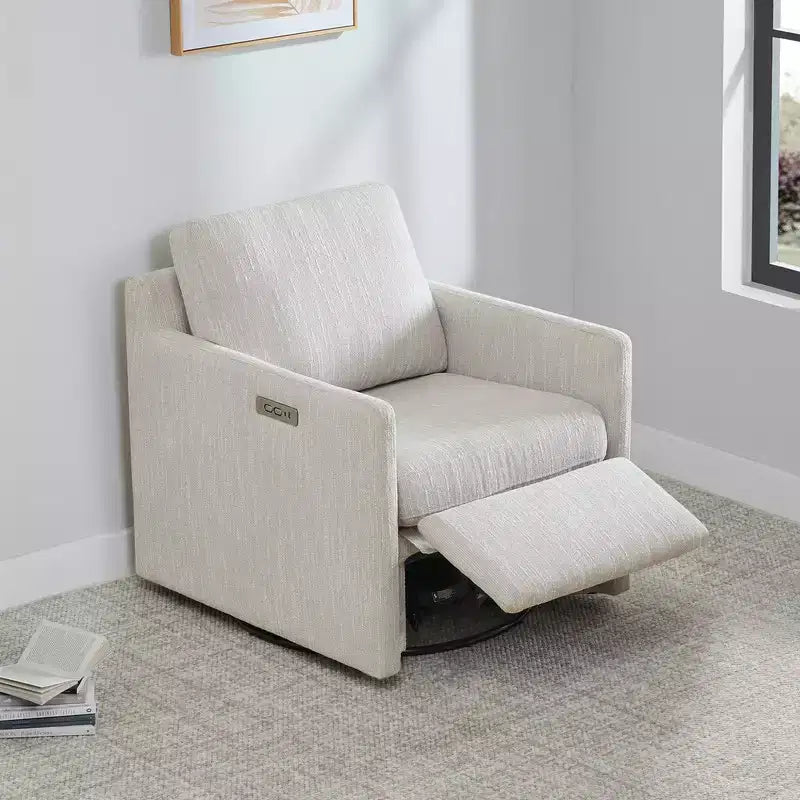 Poltrona reclinabile a parete Spruce & Spring Power Swivel con poggiapiedi elettrico