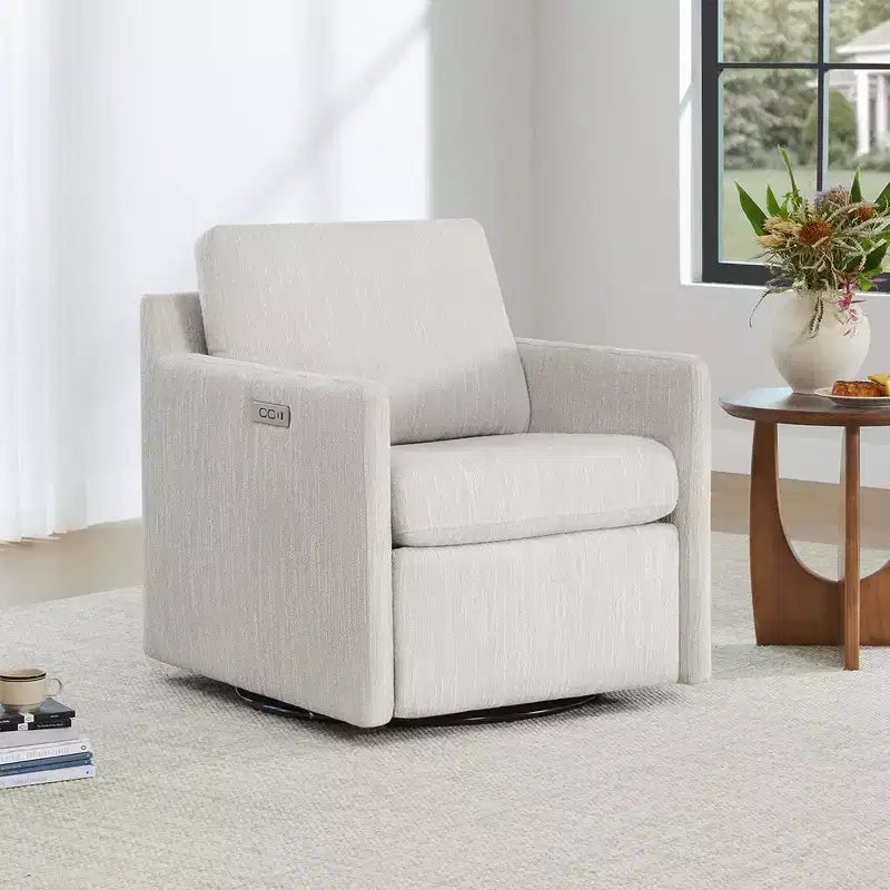 Poltrona reclinabile a parete Spruce & Spring Power Swivel con poggiapiedi elettrico