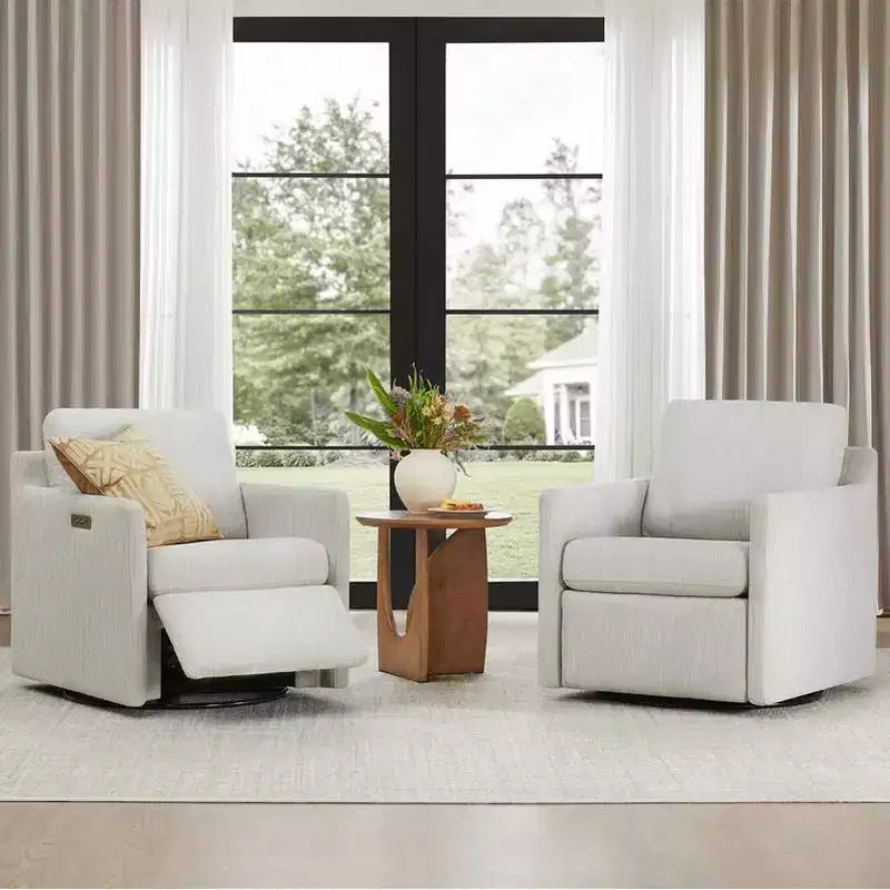 Poltrona reclinabile a parete Spruce & Spring Power Swivel con poggiapiedi elettrico
