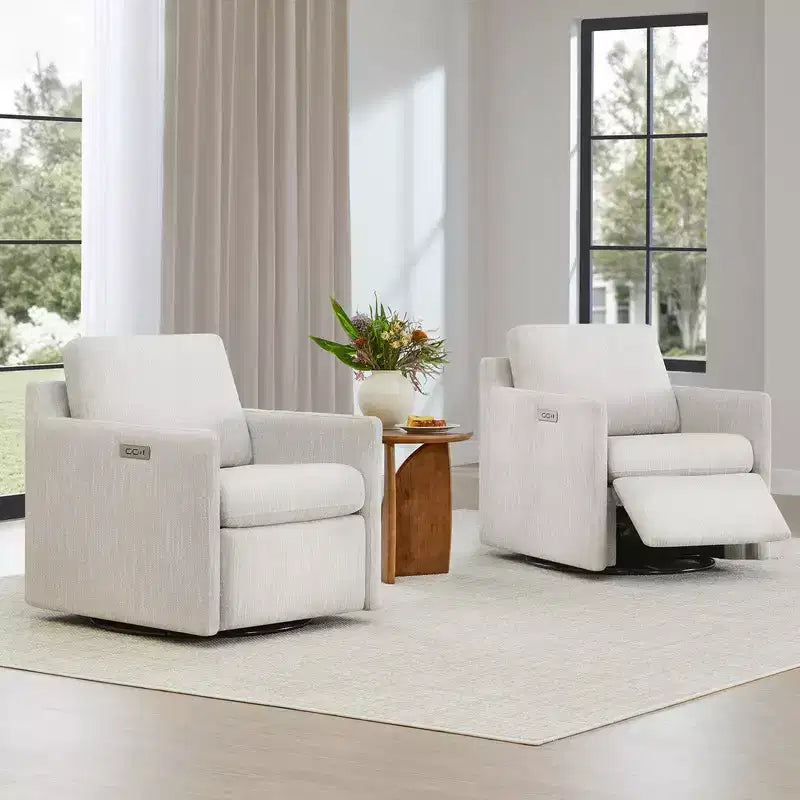 Poltrona reclinabile a parete Spruce & Spring Power Swivel con poggiapiedi elettrico
