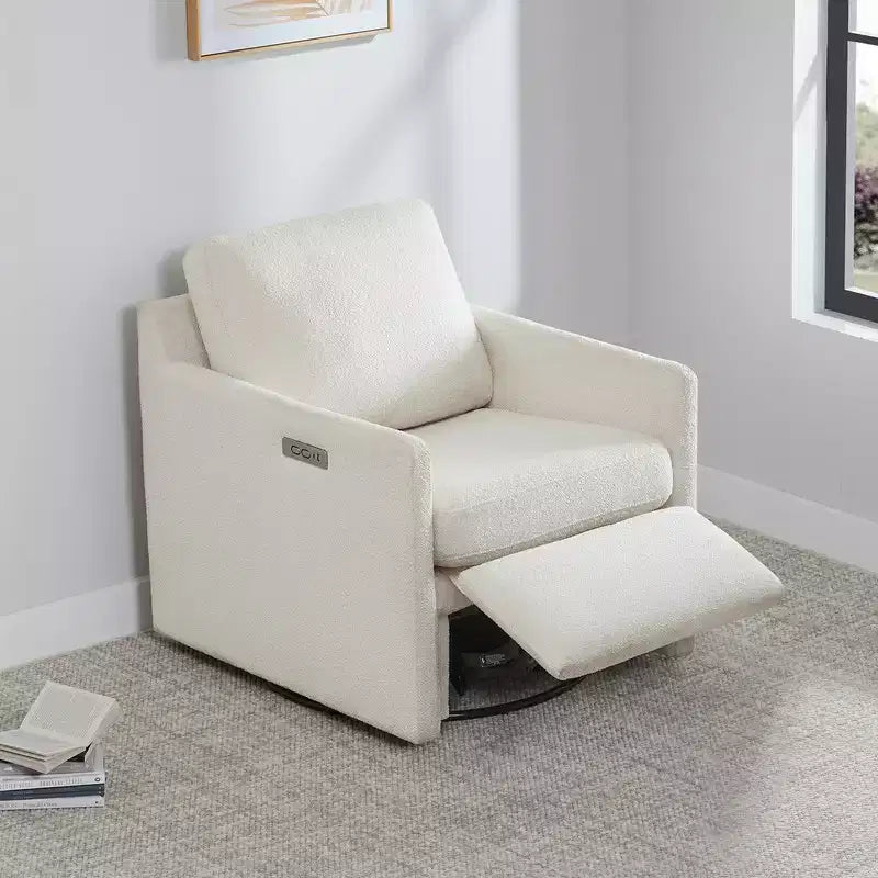 Poltrona reclinabile a parete Spruce & Spring Power Swivel con poggiapiedi elettrico