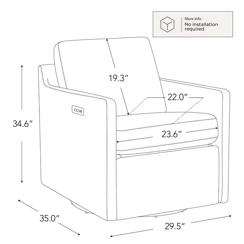 Poltrona reclinabile a parete Spruce & Spring Power Swivel con poggiapiedi elettrico